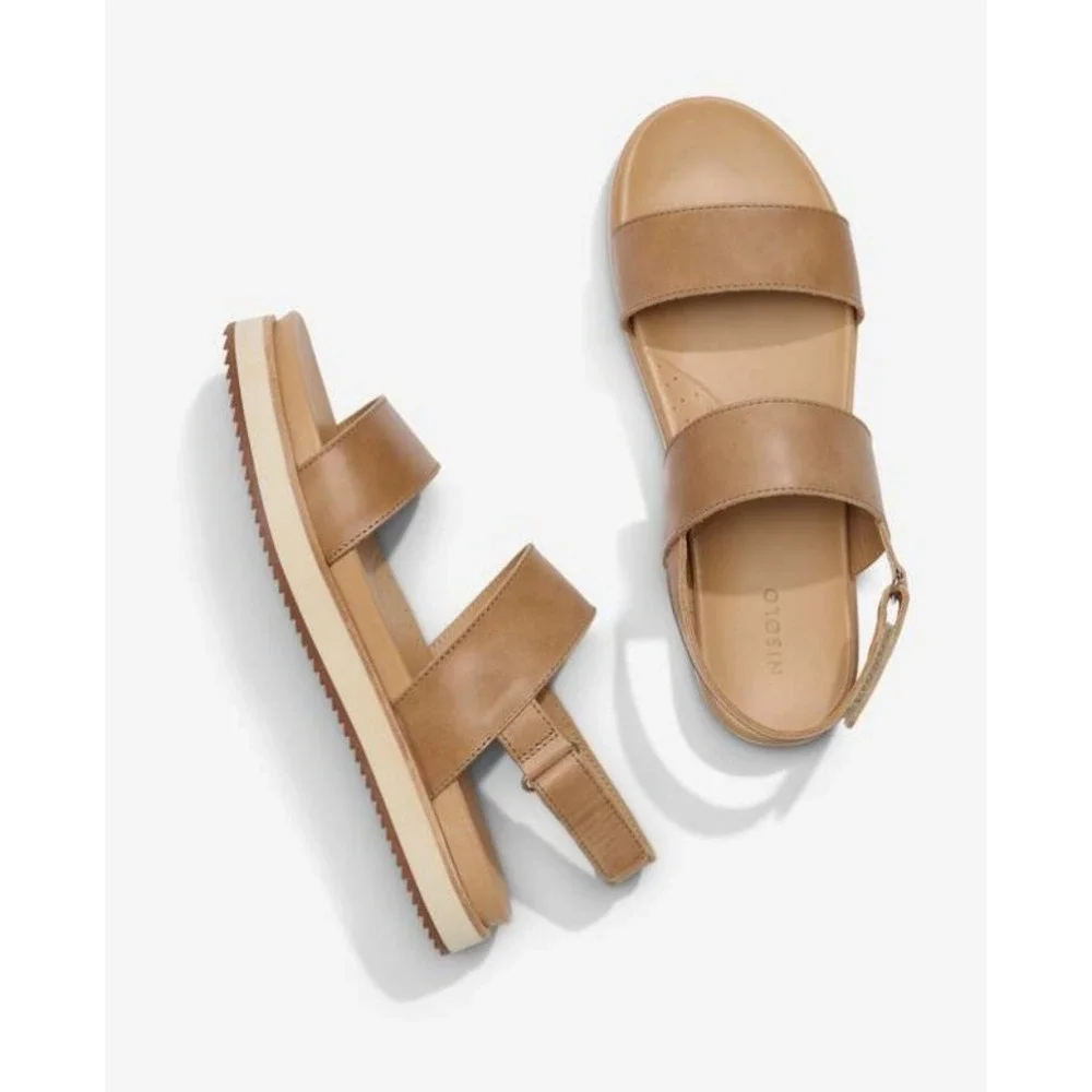 Nisolo Go-To Flatform Sandal Womens 6.5 Brown Leather Ankle Strap